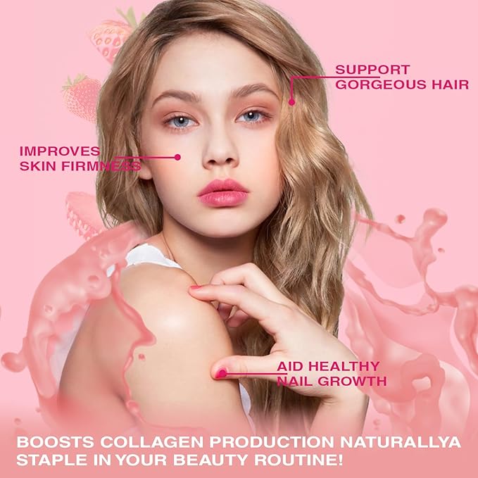 Collagen Gummies | Hair, Skin & Nails Gummies with Biotin and Collagen, Vitamin C, E, & Zinc | Strawberry Flavored | Collagen Gummies for Women | Strawberry Flavored | 120 Gummies