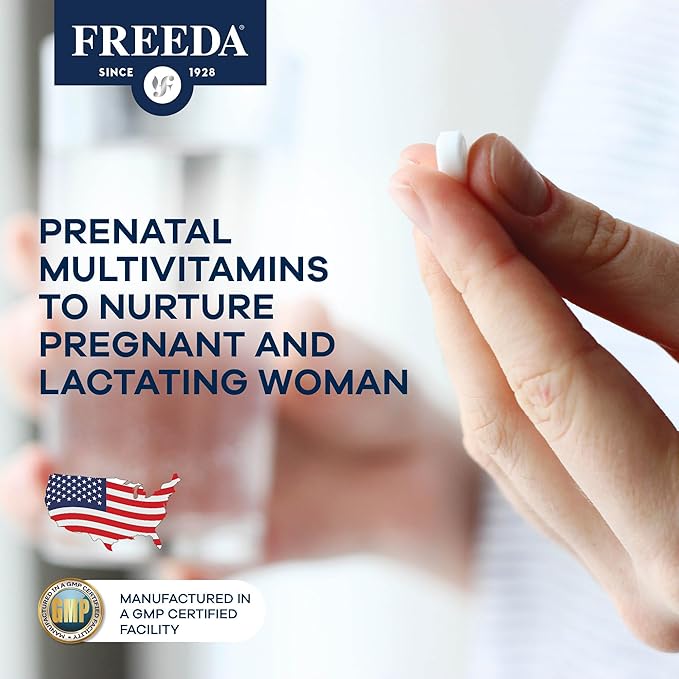 FREEDA Mini Prenatal Vitamin - Kosher Prenatals -Tiny Easy to Swallow Tablets - Prenatal Vitamins with Iron, Prenatal Folic Acid/Folate, Vitamin D - Pre Natal Multivitamin for Pregnant Women (120)