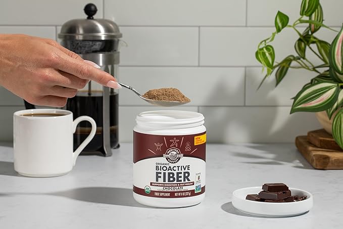 Manitoba Harvest Organic BioActive Fiber Supplement with 7g Fiber per Serving, Digestive Hemp & Psyllium Husk Powder, Non-GMO, Vegan & Kosher, 8oz, Chocolate
