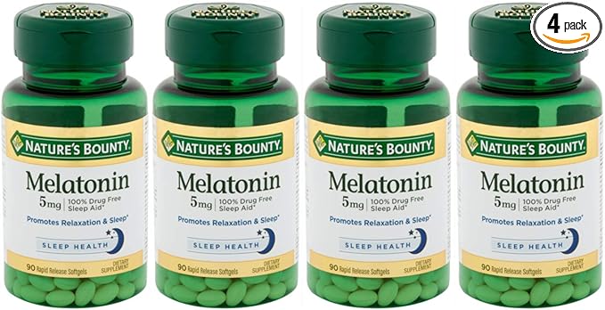 Nature's Bounty Super Strength Melatonin 5 mg Softgels 90 ea (Pack of 4)