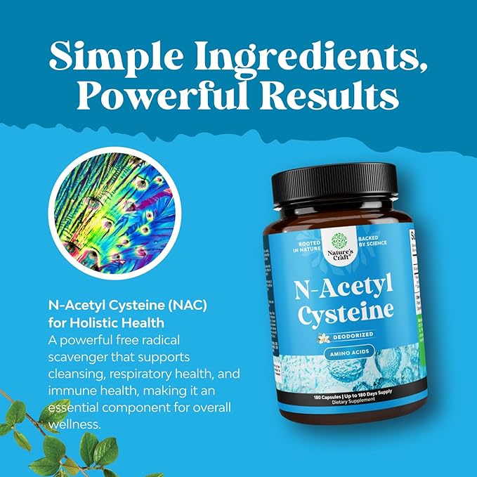 NAC Supplement N-Acetyl Cysteine 600mg - Potent Vegan High Absorption NAC 600mg Capsules Glutathione Precursor for Liver Cleanse Detox & Repair plus Lung Health and Immunity Support (180ct)