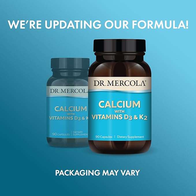 Dr. Mercola Calcium with Vitamins D3 & K2 - Supports Bone & Heart Health* - Calcium with Vitamins D3 & K2 - Eggshell-Derived - Non-GMO, Gluten-Free & Soy Free - 90 Capsules (90 Servings)