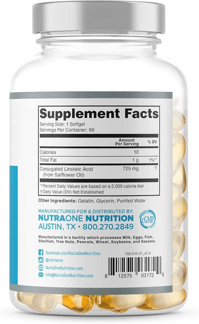 NutraOne CLAOne Supplement from Nutrition — Conjugated Linoleic Acid (CLA) Natural Supplement* (90 Capsules)