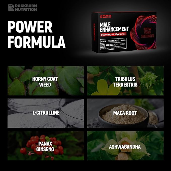 Herbal Supplement for Men’s Health with Horny Goat Weed and Tribulus Terrestris - Made in USA - 8 Capsules