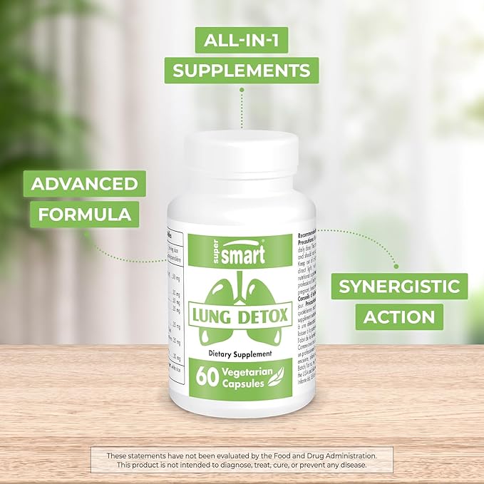 Supersmart - Lung Detox (Advanced Formula) - with Quercetin, Bromelain, Curcuminoids, EGCG | Non-GMO & Gluten Free - 60 Vegetarian Capsules