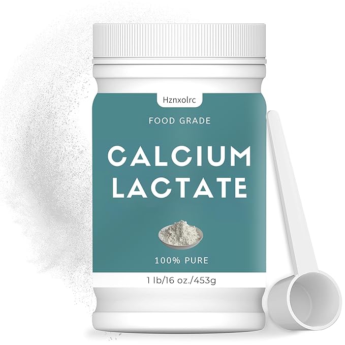 16oz Calcium Lactate Powder, 100% Pure Calcium Lactate, Food-Grade, Supports Bone Health, Helps Neutralize Food Acidity, Keeps Food Fresh, for Dairy Products, Breads and Pastries and More