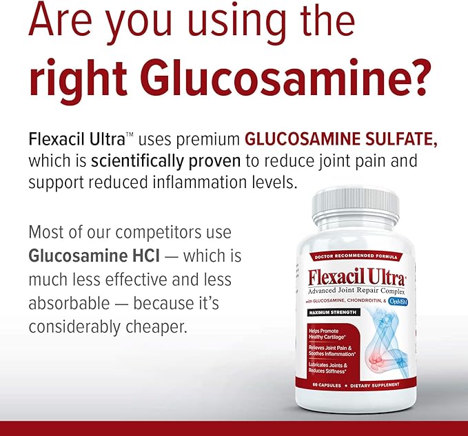 Joint Health & Support Supplement with Glucosamine, Chondroitin, Hyaluronic Acid & MSM, 60 Capsules
