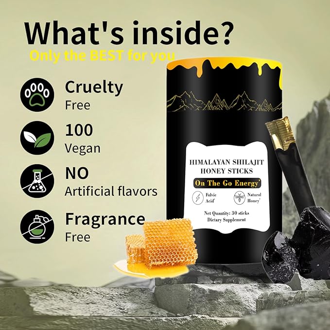 Zotreval Shilajit Honey Sticks, 30 Sticks - Pure Himalayan Resin, Organic Honey & Saffron for Energy Boost, Immune Support & Vitality, SHILAJIT Honey Sticks for Men & Women