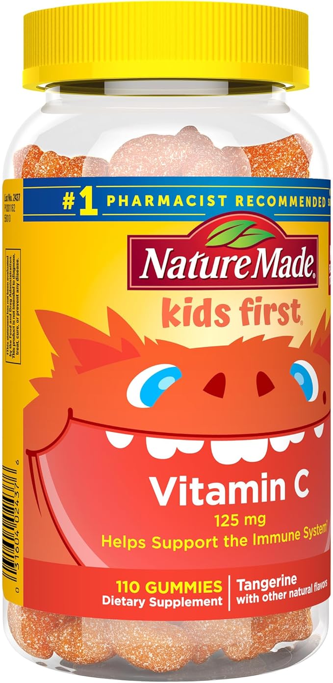 Nature Made Kids First Vitamin C Gummies, Dietary Supplement for Immune Support, 110 Gummies, 110 Day Supply