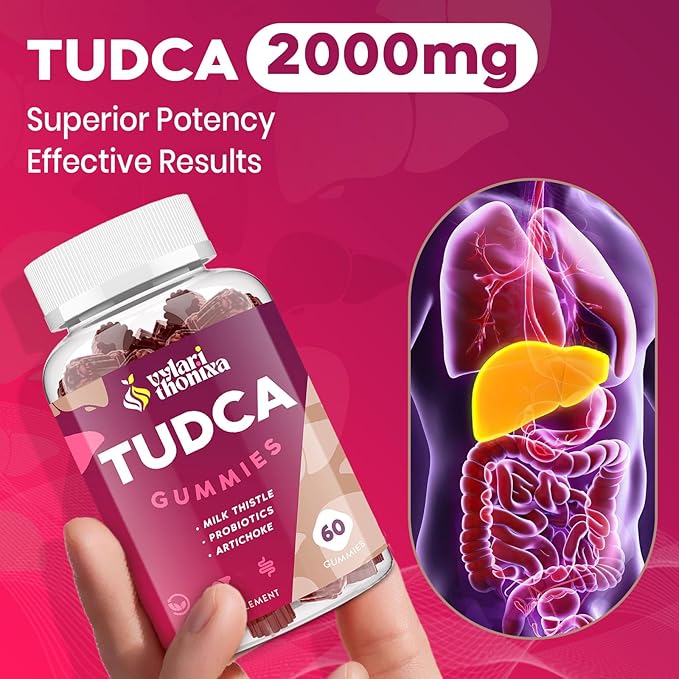 Premium TUDCA Gummy Supplement - 2000mg High-Potency Liver Support, Liver Cleanse Detox & Repair with Milk Thistle, Artichoke Extract, Probiotics, Bile Salts - Vegan, 60 Servings