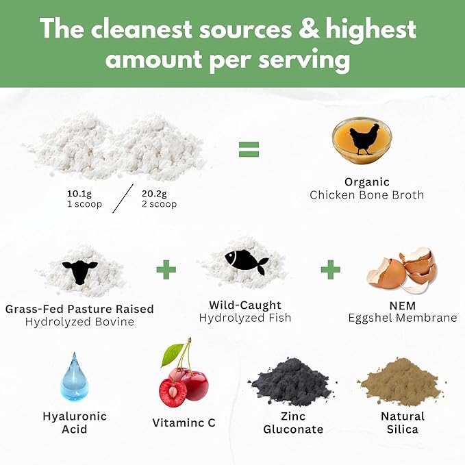 Collagen Peptides Powder with Vitamin C & Hyaluronic Acid - from Organic Cleanest Sources & Super High Absorption - Hydrolyzed Multi Type I, II, III, V, X - Skin Hair Supplement Made in USA