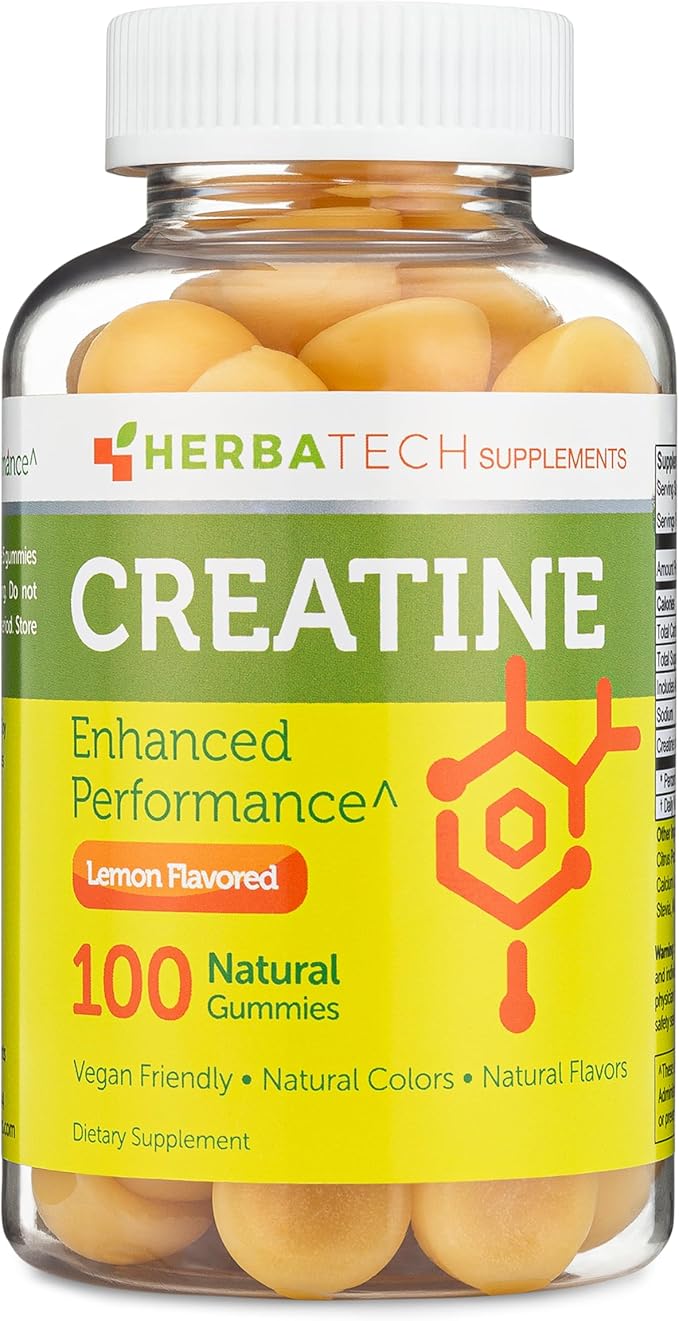 Creatine Monohydrate Gummies for Men and Women (100 Count, Large Bottle Size, 5,000 mg) Natural Chew Bulk Size Made in The USA