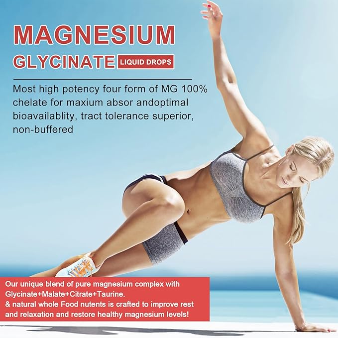 Magnesium Glycinate Liquid Drop - Triple Absorption Supplement to Support Nerves, Night, Heart, Muscles * -Sugar-Free with Potassium, L-Theanine, Sea Moss Vitamin B,C,D3, K2-3Pack