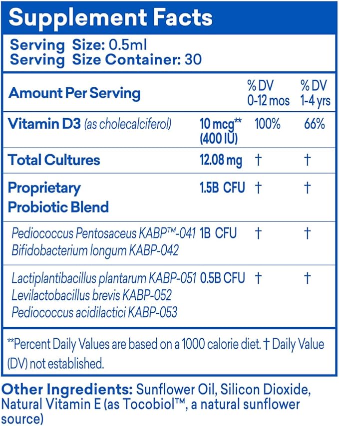 DrKids Probiotic Vitamin D Drops - Supports Infant & Child Gut Health, Helps Reduce Gas, Colic & Fussiness, Baby Probiotic Drops with Vitamin D3, Pediatrician Recommended, Unflavored, 15ml (Pack of 1)
