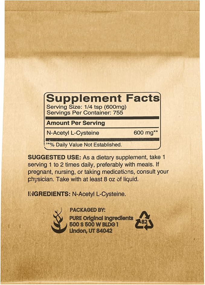 PURE ORIGINAL INGREDIENTS NAC N-Acetyl L-Cysteine Powder (1 lb) Lab Verified, Always Pure, No Fillers