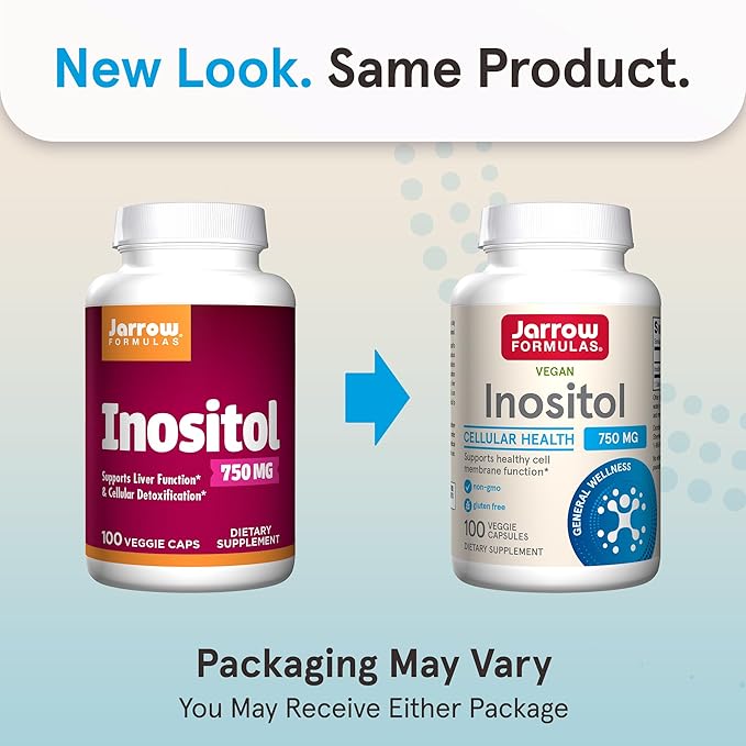 Jarrow Formulas Inositol 750 mg, Dietary Supplement, Liver Support for Cellular Health and General Wellness, 100 Veggie Capsules, Up to a 100 Day Supply