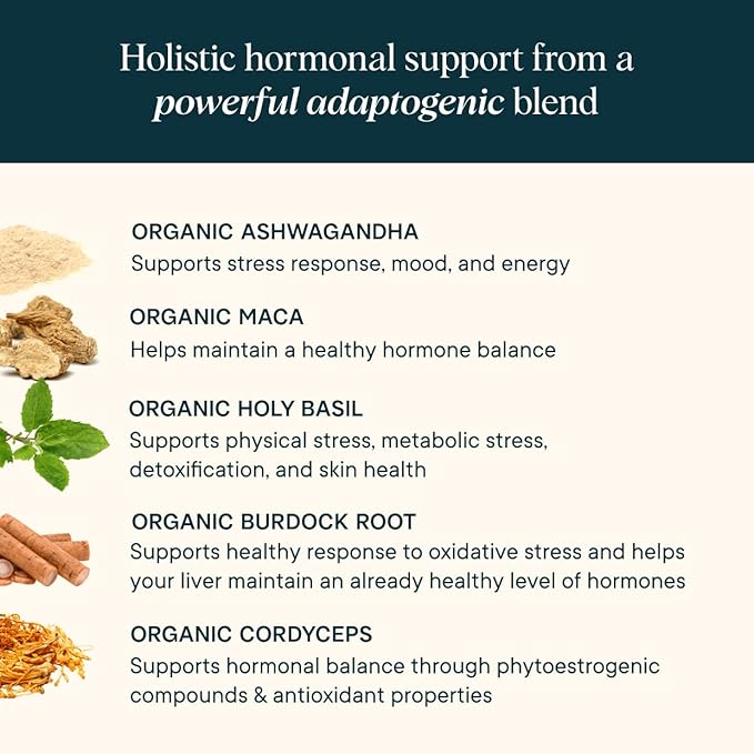 Ora Organic Natural Hormone Balance Supplement & Hormonal Acne Relief for Women - Support Skin, Mood, Energy, PMS & Menopause - Ashwagandha, Maca, Burdock Root, Cordyceps & VIT C - 90 Capsules