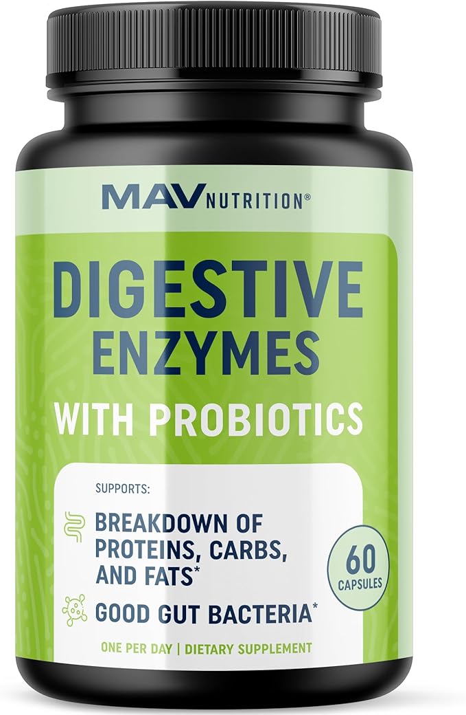 Digestive Enzymes with Probiotics | Bloating Relief & Digestive Health for Women & Men | 400MG Enzyme Blend with Probiotic Strains for Digestion & Gut Health | Vegetarian, 3rd-Party Tested (60 ct.)