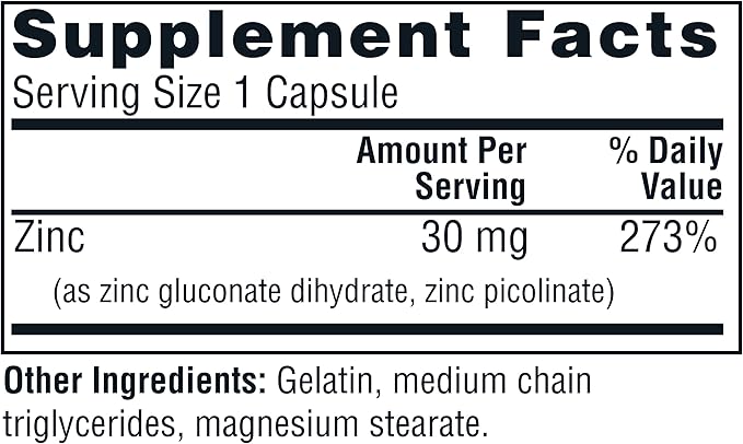 Twinlab Zinc Caps - Immune Support, Metabolism, Skin Care, 100 Capsules