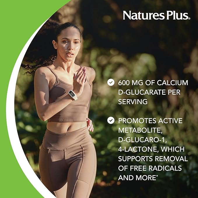 NaturesPlus PRO Calcium D-Glucarate (CDG) 600 mg - 90 Capsules - Non-GMO, Vegan, Gluten Free, Soy Free - 90 Servings