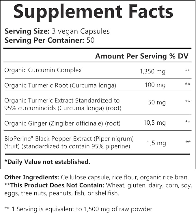 Turmeric Curcumin 1500 MG 150 Capsules | Dietary Supplement | Extra Strength Natural Formulation | Support Strength & Energy
