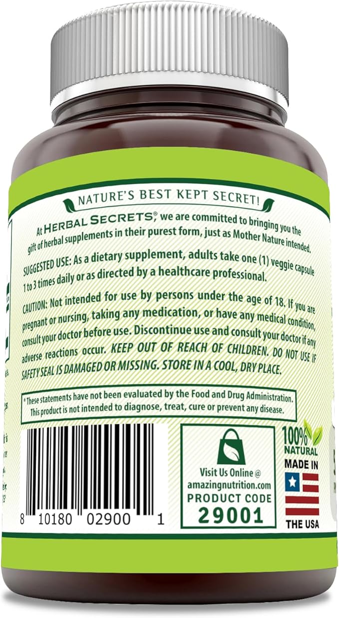 Herbal Secrets Bacopa Powder 500 Mg 90 Veggie Capsules Supplement | Non-GMO | Gluten Free | Made in USA