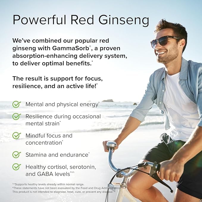 Terry Naturally HRG80 Red Ginseng Energy - Support Healthy Energy & Focus - Herbal Supplement with Korean Red Ginseng Root Powder - Vegan Tablets to Aid Healthy Endurance - 30 Chewable Tablets