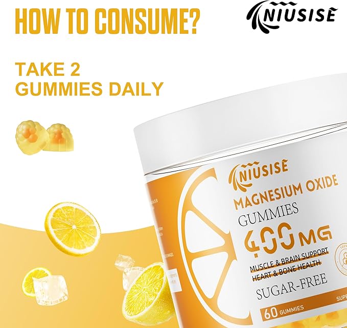 Magnesium Oxide Gummies for Men & Women, Easily Absorbed Magnesium Gummies Supplement for Muscle, Bone and Heart Support, Magnesium Complex Supplement 400mg