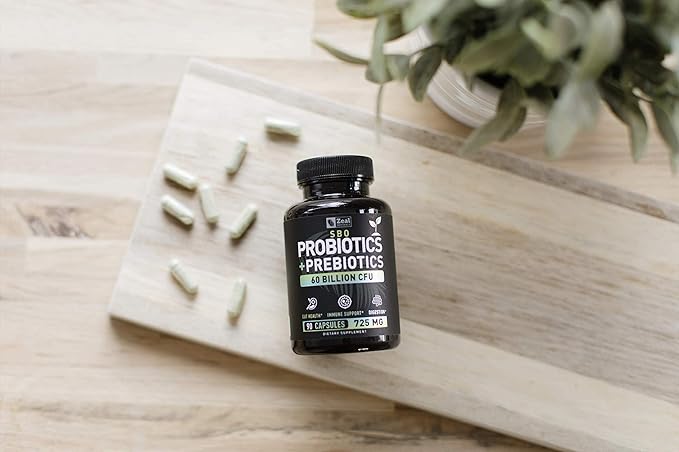 Probiotics and Prebiotics + SBO Probiotics (60 Billion CFU | 90 Capsules) Acidophilus Probiotic w. Saccharomyces Boulardii, Bifidobacterium + Spore Probiotic & Organic Sprouted Prebiotic Fiber Blend