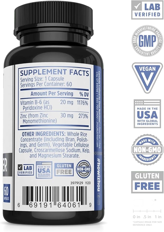 Zhou Nutrition Zinc Defender Capsules | Immune Support with Zinc Monomethionine | Gluten Free Zinc Supplement for Immune Support | 60 Capsules