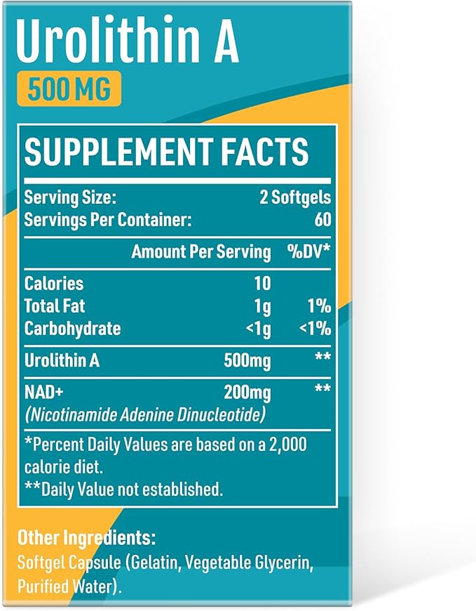 Urolithin A 500mg,NAD+ 200mg,High Absorption,1 Pack