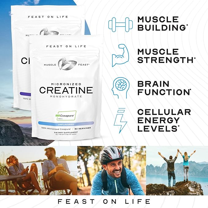 Muscle Feast Creapure Micro - Micronized Creatine Monohydrate Powder | Premium Pre-Workout or Post-Workout | Easy to Mix, Gluten-Free, Safe and Pure, (Watermelon, 250g)