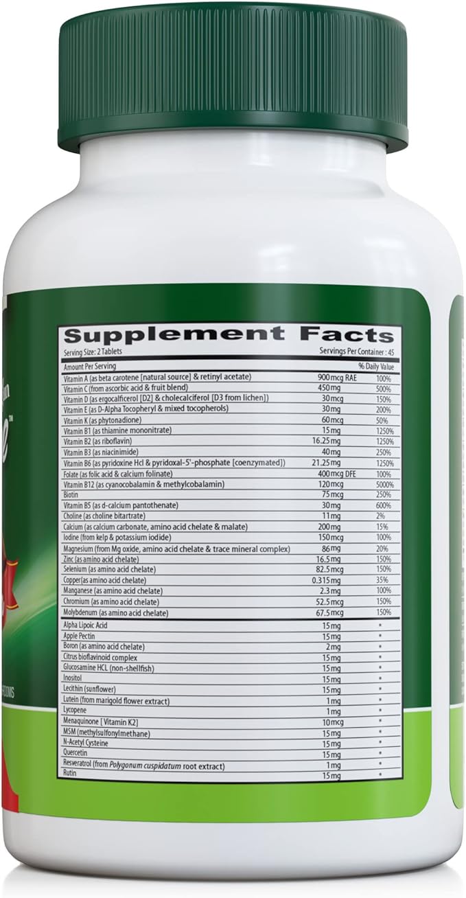 DEVA Tuba Prime Vegan Multivitamin Iron-Free - High-Potency Vitamin & Mineral Dietary Supplement - Antioxidants, Fruit & Vegetable Blend, Super Mushrooms, Probiotics, Prebiotics, Seeds, Herbs 90 Tabs