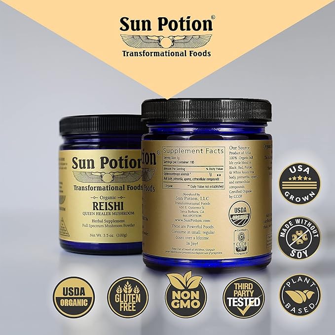Sun Potion Reishi Mushroom Powder (Organic) - (100g)
