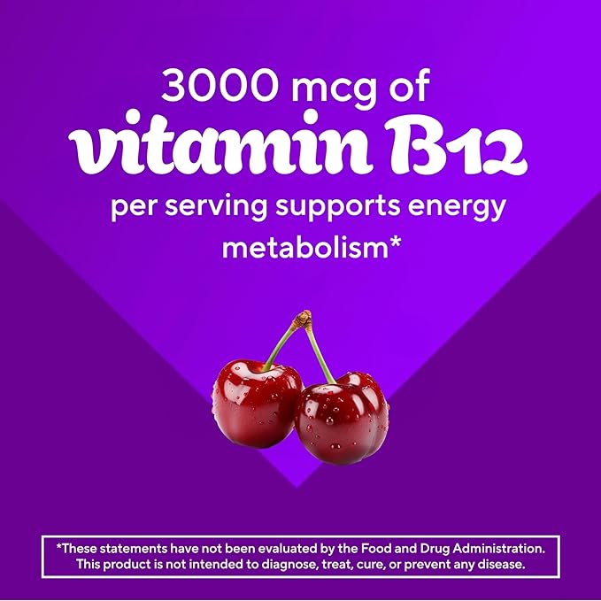 vitafusion Extra Strength Vitamin B12 Gummy Vitamins for Energy Metabolism Support and Nervous System Health Support, Cherry Flavored, America’s Number 1 Gummy Vitamin Brand, 45 Day Supply, 90 Count
