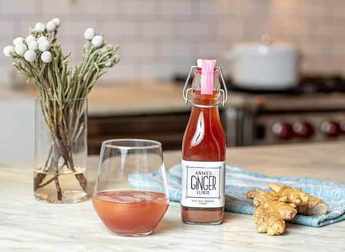 Annie's Ginger Elixir, 34oz 1-Pack, Pure Natural Organic Tonic Ginger Shot, Digestive Cleanse Boosts Immune Defense, Daily Gut Health and Wellness, Non-GMO Beverage