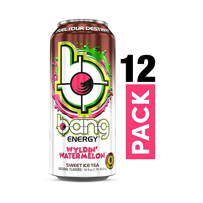 Bang Energy Wyldin’ Watermelon Sweet Tea, Sugar-Free Energy Drink, 16 Ounces (Pack of 12)