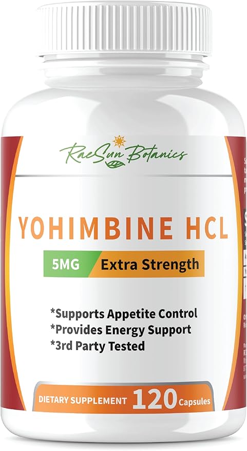 Yohimbine HCL Bark Extract Extra Strength Supplement 5mg x 120ct Capsules Premium Fat Burner, Weight Loss, Appetite Control, Male Support, Energy, and More