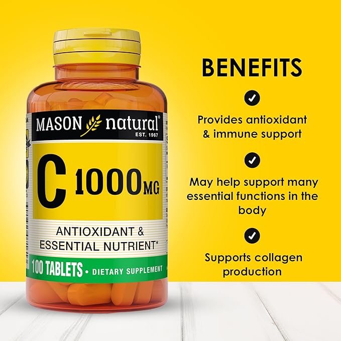 MASON NATURAL Vitamin C 1,000 mg, 100 Day Supply, Supports Healthy Immune System, Antioxidant and Essential Nutrient, 1 Pack