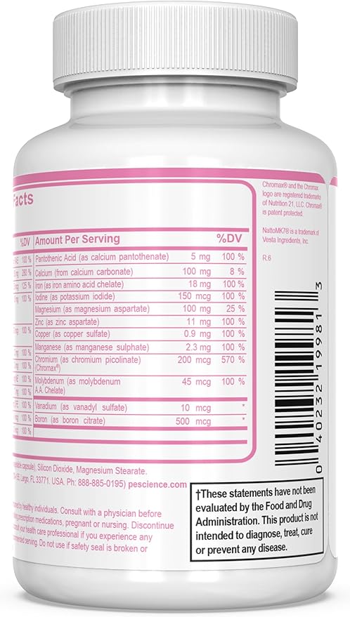 PEScience TruMulti Women's, Multivitamin with Premium Quality Vitamin C, D, Zinc for Immune Support, 90 Capsules