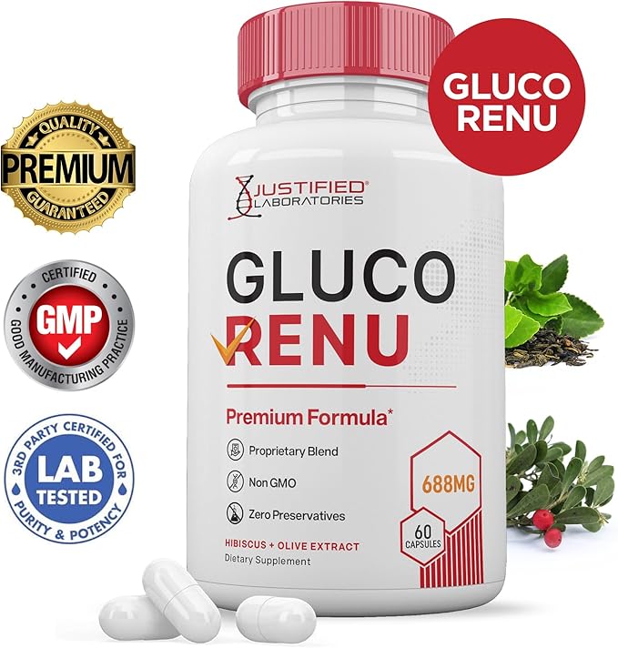 (10 Pack) Gluco Renu 688MG Glyco Support Pills Premium Formula Gluo Renew Glycogen Support Formulated Hawthrone Hibiscus Garlic Junpier Powder Olive Green Tea Extract 600 Capsules