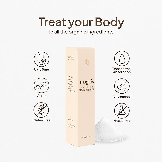 Topical Magnesium Spray for Women - Unscented 4fl.oz Magnesium Mist Oil Organic - Pure Magnesium Oil for Sleep and Anxiety - Liquid Magnesium Chloride Spray for Feet, Body & Pain Relief