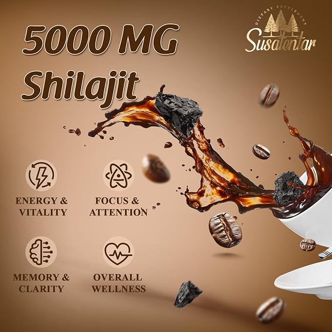 Liquid Liposomal Fulvic Humic Acid Supplement & 5000MG Shilajit Coffee for Focus, Energy