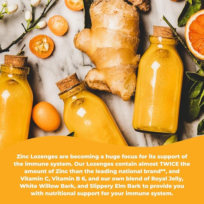 Zinc Lozenges with Vitamin C - Fruit Flavored, Healthy Immune Support Lozenges with 25mg of Zinc Supplement Per Lozenge + 30mg of Vitamin C - 100 Lozenges