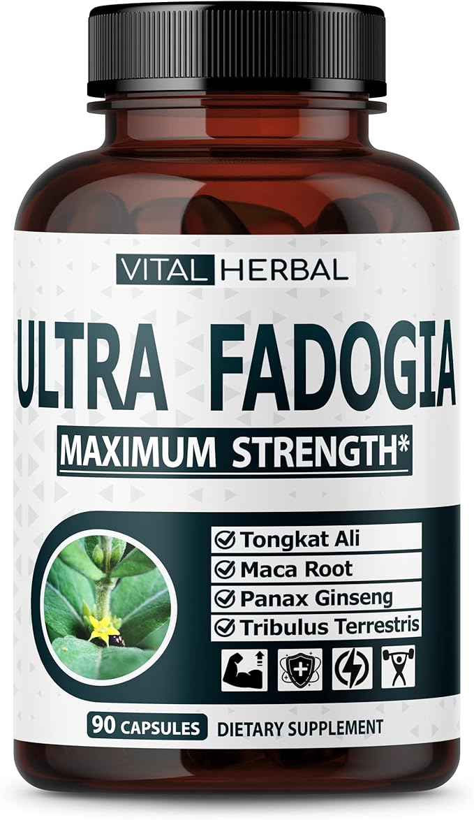 Fadogia Agrestis with Tongkat Ali Capsules for Maximum Strength with Ginseng Maca Root Tribulus - Boost Energy Muscle Buider (90 Count (Pack of 1))