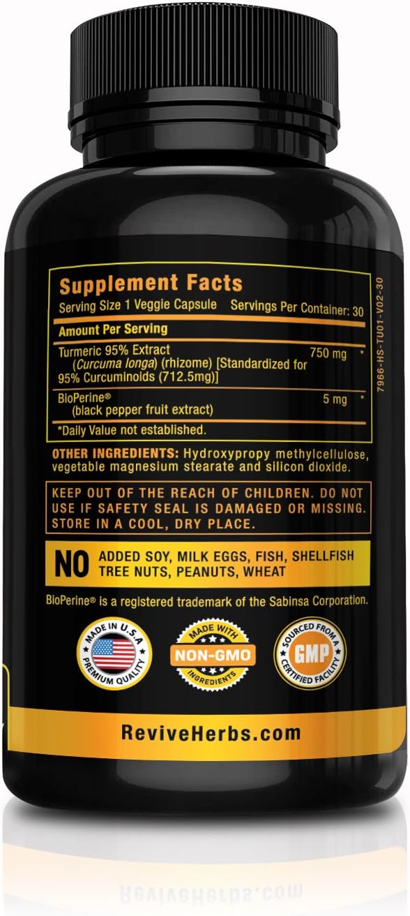Pure Turmeric Curcumin with Bioperine. Super Strength. One Capsule A Day. Veggie Turmeric Capsules with Black Pepper. Premium Joint Support with 95% Standardized Curcuminoids.