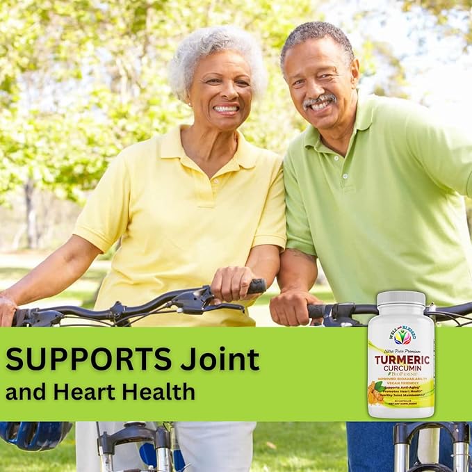 Turmeric Curcumin Supplement with BioPerine - 60 Capsules - Organic Turmeric Root Extract - Vegan Friendly, Enhanced Absorption, Daily Joint and Heart Support