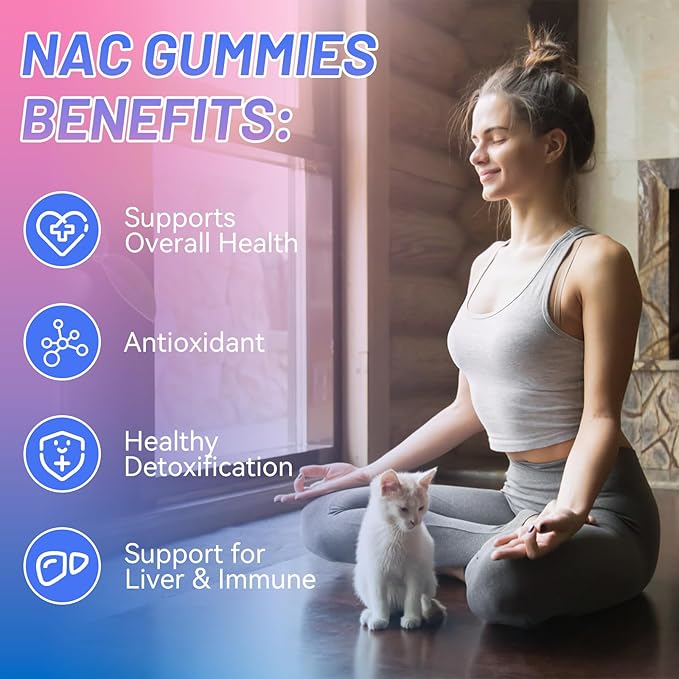 NAC Gummies 800mg, N-Acetyl Cysteine Supplement, NAC Supplement for Immune System & Antioxidant, Non-GMO, Gluten Free, Vegan - 120 Counts