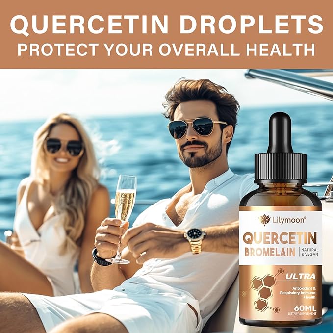 Quercetin, Quercetin with Bromelain Drops for Support Antioxidant Process, Promote Immune System & Respiratory Health, Natural Ingredients, Vegan, Non-GMO & Additives Free