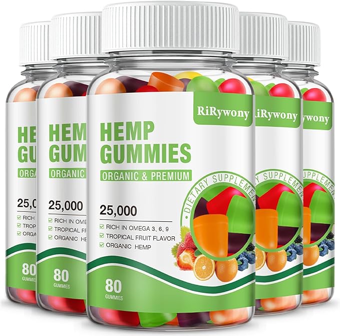 Hemp Gummies 5 Pack High Potency Edible Gummies - Extra Strength Hemp Supplement - Mood Focus Calm Organic Hemp Oil Extract Vegan Bear Gummy